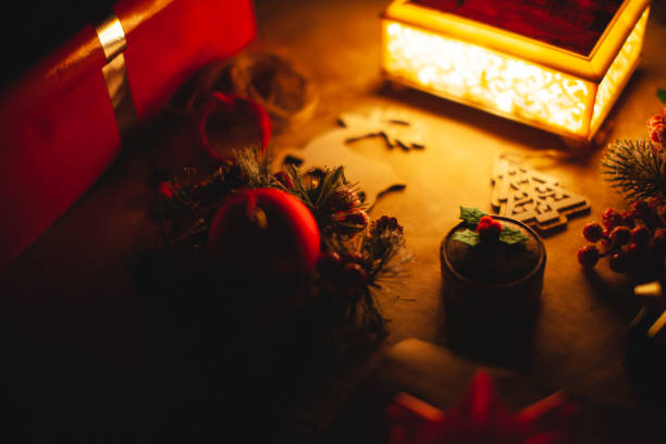 istock Christmas Background with Decorations and Gifts 1208584895