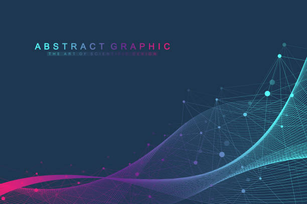 illustrations, cliparts, dessins animés et icônes de fond abstrait de plexus avec des lignes et des points connectés. visualisation du big data. molécule et fond de communication. fond graphique pour votre conception. lignes plexus illustration vectoriel visuelle. - 113