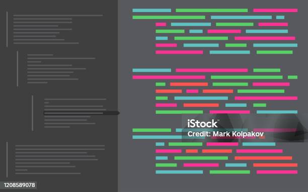 Programming Coding Background Dark Vector Backdrop In Flat Stock ...