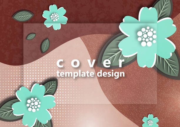 istock Bright wavy background. Creative paper cut flowers and leaves. Stylish modern template for your design. 1208589441