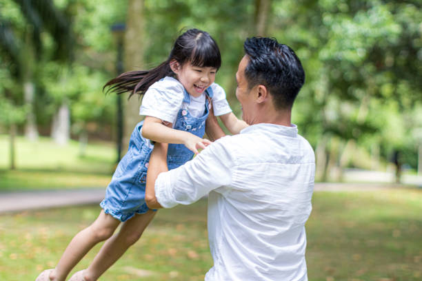 istock Young father carry up his daughter 1208589521
