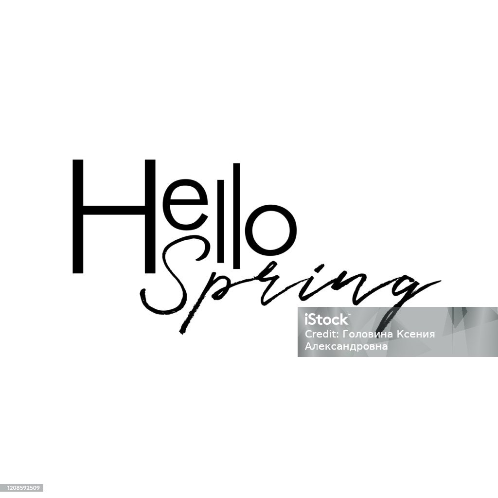 Hello Spring Signature Line Hello Spring Lettering Black Isolated Vector Illustration Stock ...