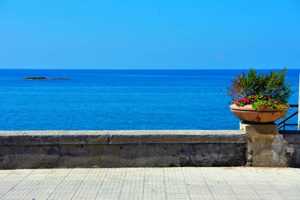 sea promenade at capo d'orlando messina sicily italy
