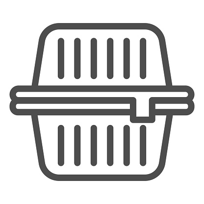 Food box line icon. Kitchenware preserving container, meal tank. Plastic products design concept, outline style pictogram on white background, use for web and app. Eps 10