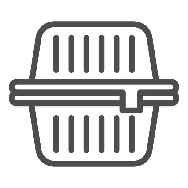 Food box line icon. Kitchenware preserving container, meal tank. Plastic products design concept, outline style pictogram on white background, use for web and app. Eps 10. Food box line icon. Kitchenware preserving container, meal tank. Plastic products design concept, outline style pictogram on white background, use for web and app. Eps 10 polystyrene box stock illustrations
