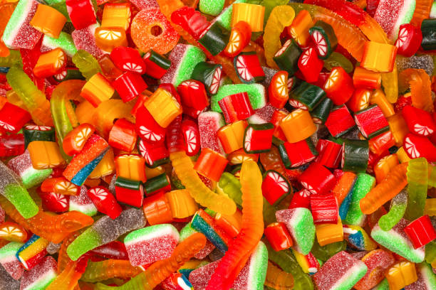 istock Assorted gummy candies. Top view. Jelly  sweets background. 1208597293
