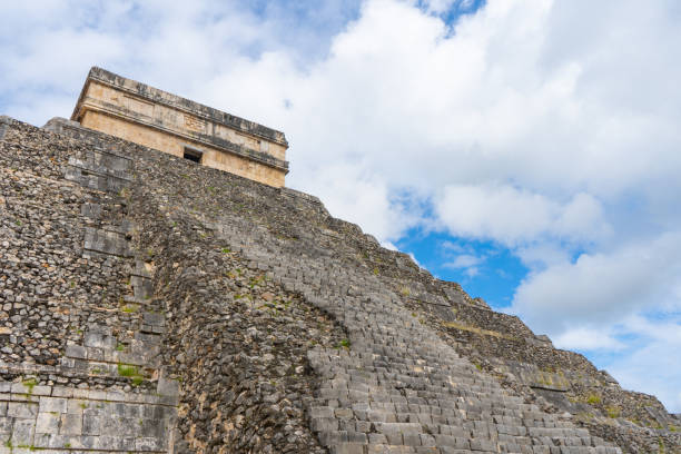 istock Fragment of el Castillo pyramid (Temple of Kukulcan). General view. Architecture of ancient mayan civilization. Chichen Itza archeological site. Yucatan. 1208599467