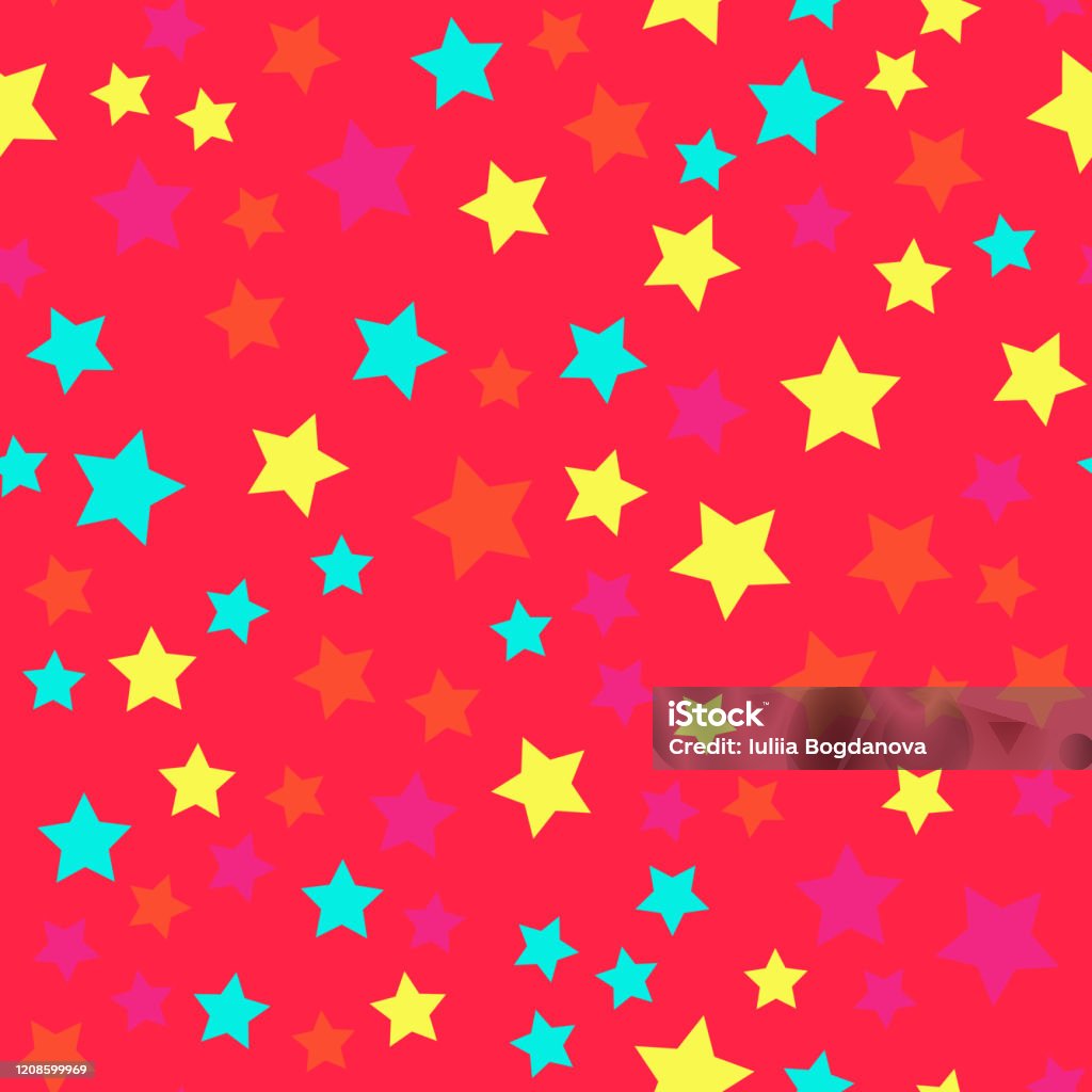 Fun Stars Pattern Backgrounds Cute Seamless Pattern With Stars Vector Illustration Carnival Party ...