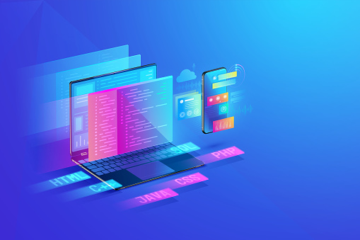 Ilustración de Desarrollo Web Diseño De Aplicaciones Codificación Y ...