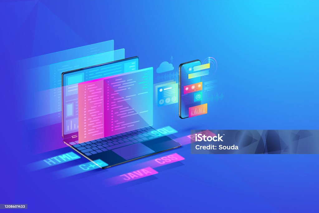 Web Development Application Design Coding And Programming On Laptop And ...