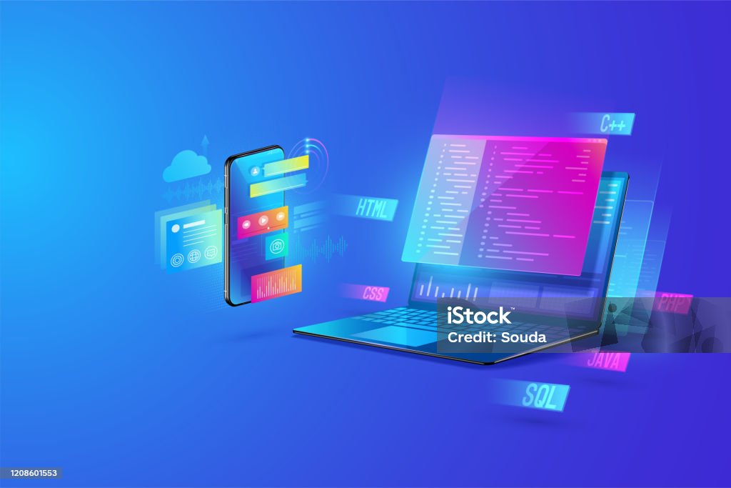 Web Development Application Design Coding And Programming On Laptop And ...