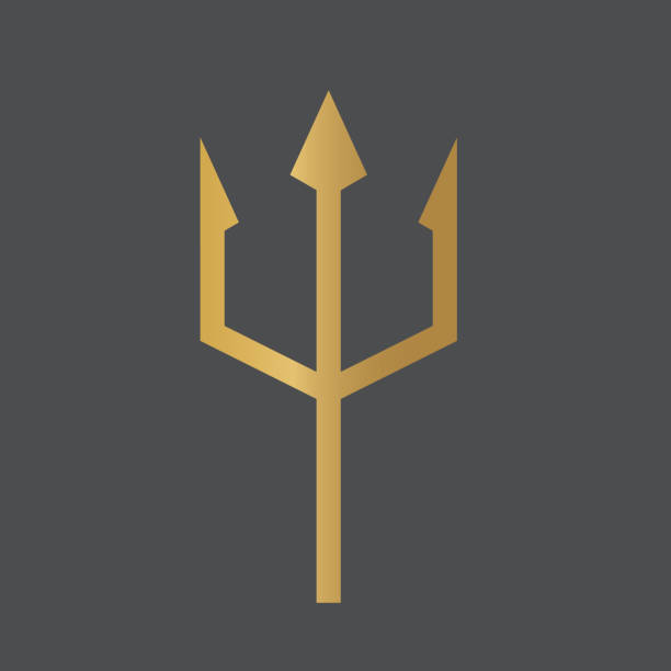 golden trident icon golden trident icon- vector illustration neptune fork stock illustrations