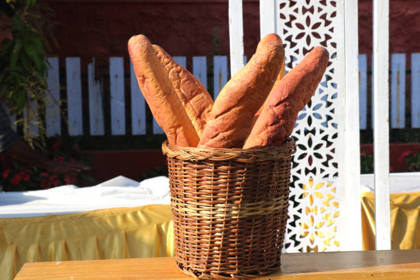 Loaf of  bread in basket use in bakery and restaurants