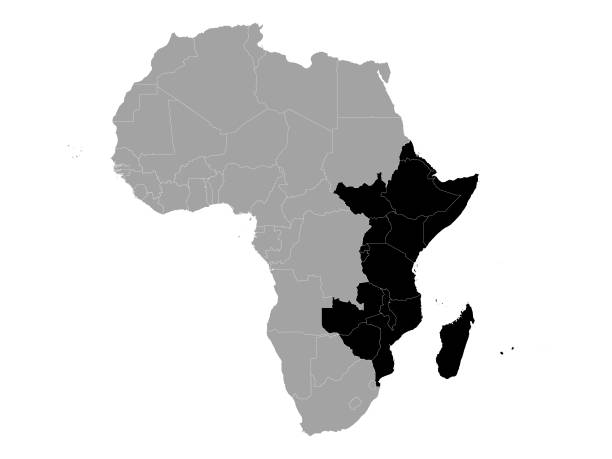 東アフリカ諸国の黒地図 - silhouette ethiopia map cartography点のイラスト素材／クリップアート素材／マンガ素材／アイコン素材