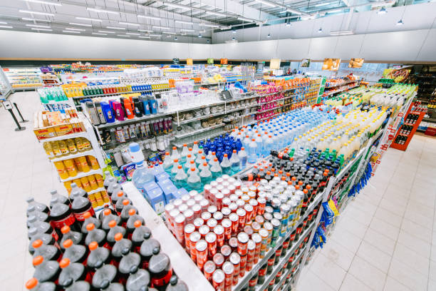 Stocked Supermarket Stocked supermarket ready for business convenience store photos stock pictures, royalty-free photos & images