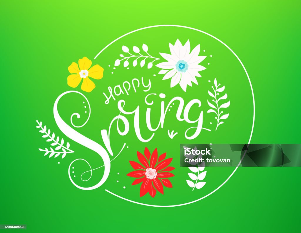 Spring Time Good Time Vector Concept With Calligraphic Inscription ...