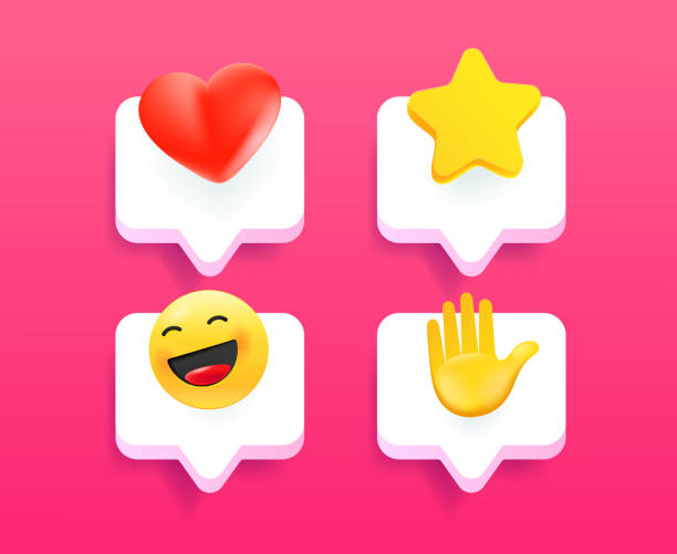 comic-stil moderne handy-nachricht icons vektor-sammlung - animated emojis stock-grafiken, -clipart, -cartoons und -symbole