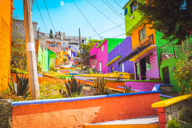 Colorful Town in Pachuca de Soto, Mexico stock photo