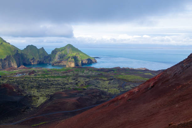 istock Heimaey town aerial view from Eldfell volcano. 1208611724