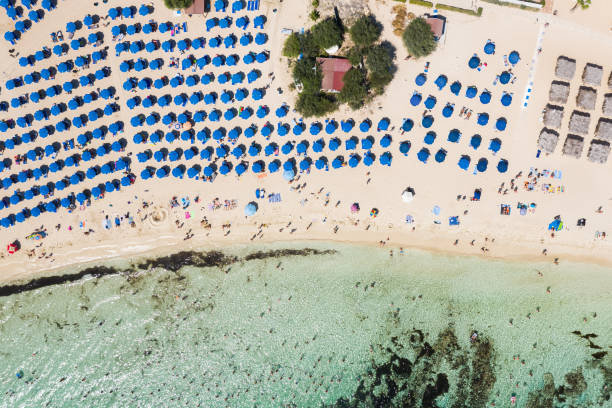 Aerial: The Makronissos beach in Cyprus