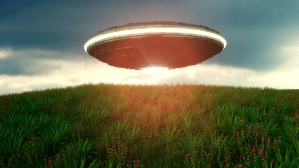 istock 3d render. Futuristic spaceship concept illustration 1208614516