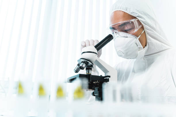 istock Portrait of competent researcher that watching reagent 1208614628