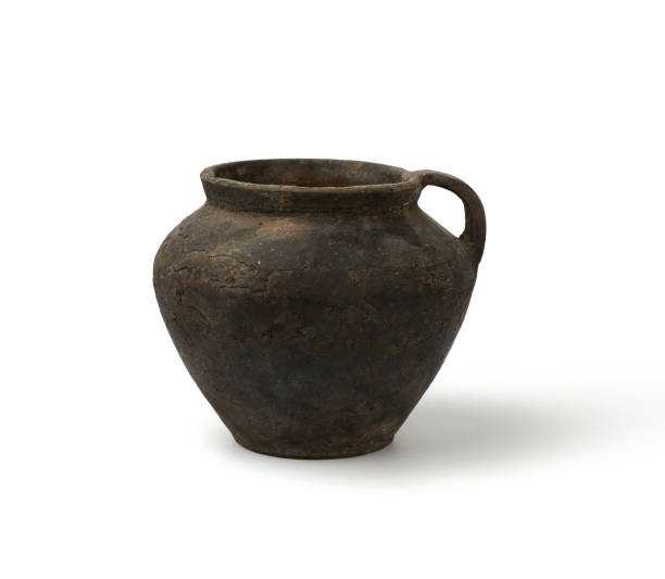 istock very old black clay jug with a handle isolated on a white background 1208614729