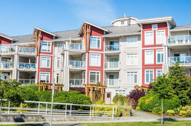 istock Modern block of flats and blue sky 1208622671