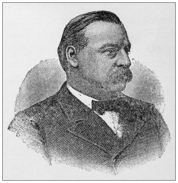 Antique illustration of important people of the past: Grover Cleveland Antique illustration of important people of the past: Grover Cleveland grover cleveland stock illustrations