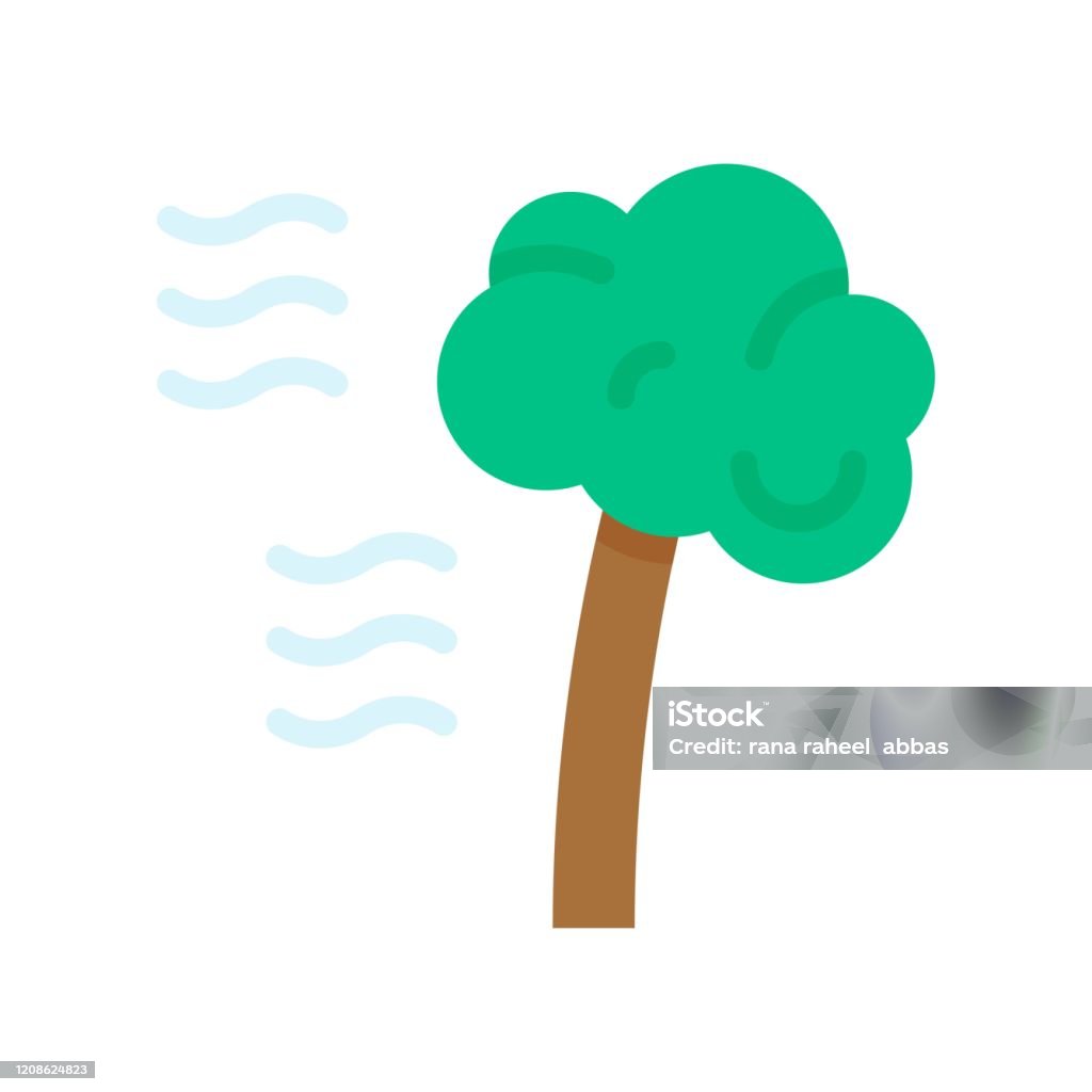 Weather Tree Vector Climate Related Tree Waves With Air Vector In Flat Style Stock ...