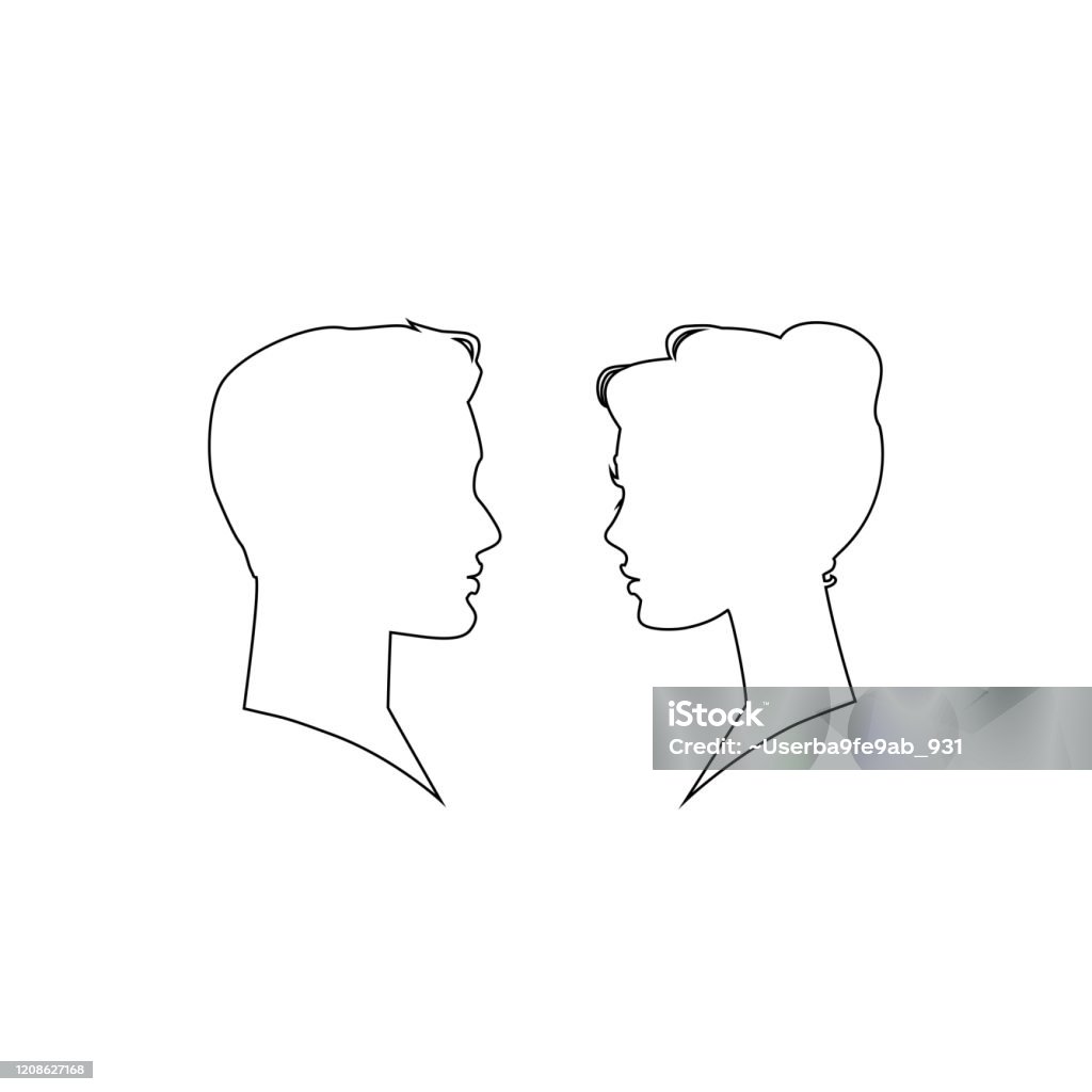 Hình Bóng Người Đàn Ông Và Người Phụ Nữ Mặt Đối Mặt Biểu Tượng ...