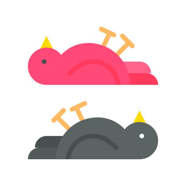 pollution related birds dead with pollution vector in flat style, pollution related birds dead with pollution vector in flat style dead bird stock illustrations