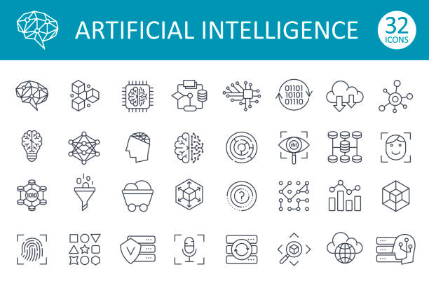 Artificial Intelligence Line Icons - Vector Artificial Intelligence Line Icons - Vector Illustration complexity stock illustrations
