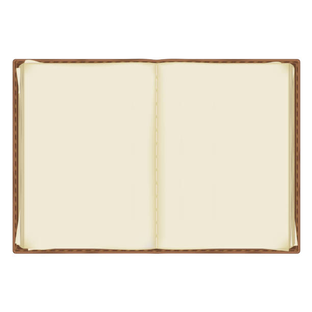 ilustrações de stock, clip art, desenhos animados e ícones de an old, battered notebook with yellowed pages bound in leather. isolated on a white background - livro aberto