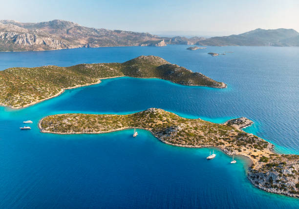 Islands, Mediterranean Coast, Turkey Söğüt bay, Marmaris, Muğla, Turkey aegean islands stock pictures, royalty-free photos & images