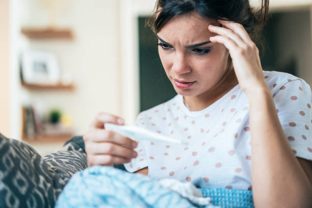 istock Sick woman with flu 1208637853