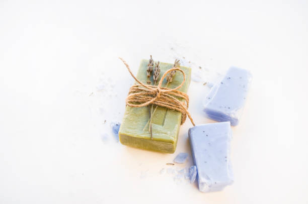istock Homemade lavender soap bar. 1208638195
