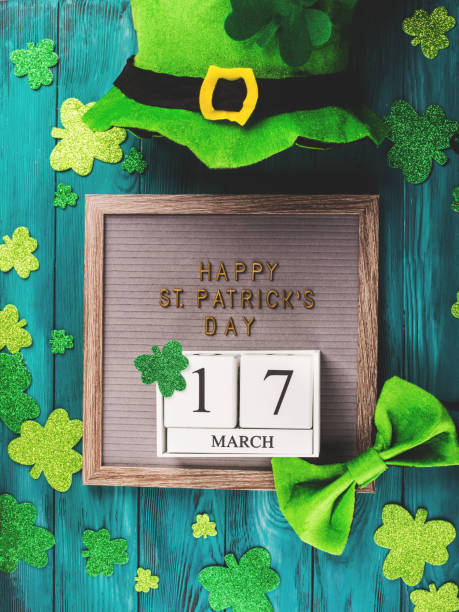 istock St Patrick Day date and greetings on letter board 1208638296