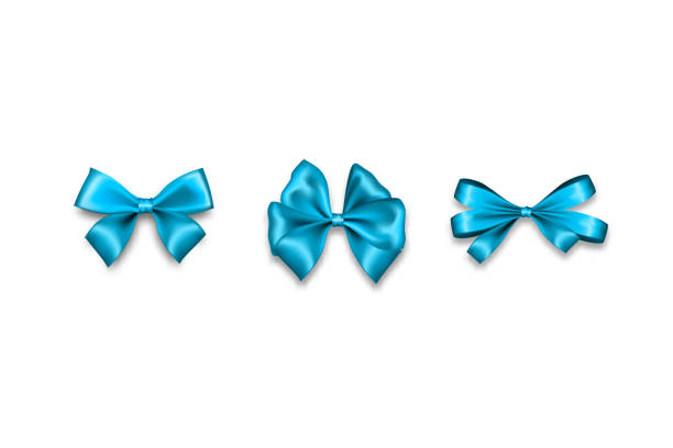istock Holiday satin gift bow knot ribbon man blue 1208638502