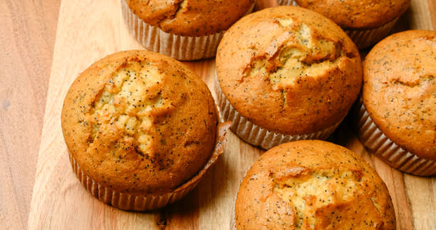 istock Organic lemon and poppy seed muffins from above 1208638560
