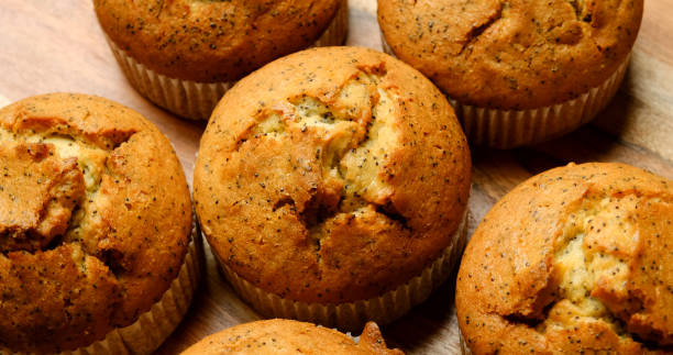 istock Organic lemon and poppy seed muffins from above 1208639257