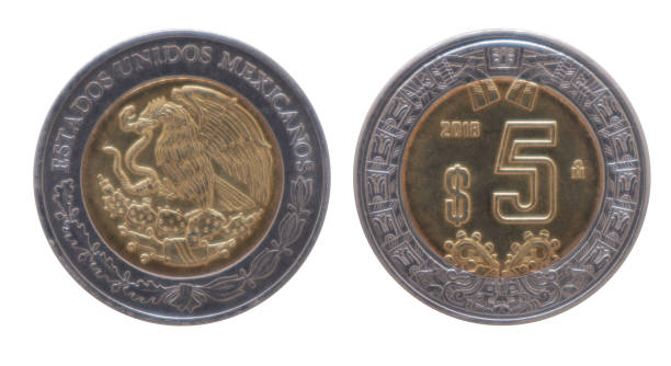 istock Mexican 5 pesos coin from both sides 1208640617