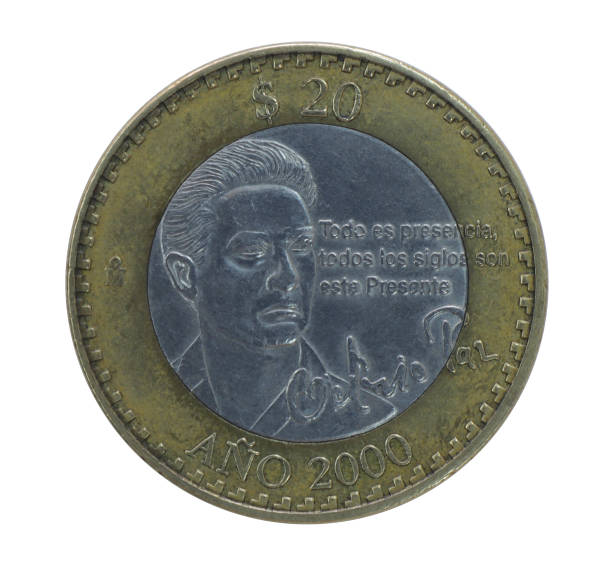 istock Commemorative 20 pesos mexican coin with Octavio paz 1208640661
