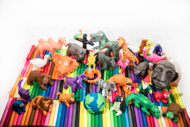 istock Animals made from Play Clay with Earth Planet in middle. 1208641349