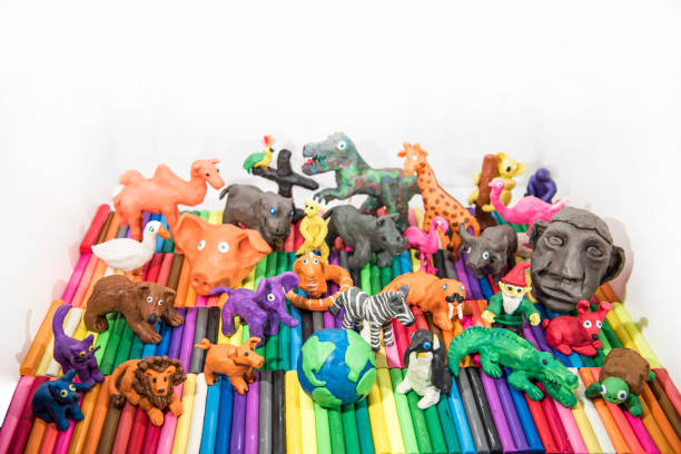 istock Animals made from Play Clay with Earth Planet in middle. 1208641361