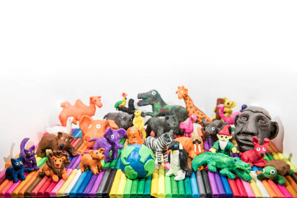 istock Animals made from Play Clay with Earth Planet in middle. 1208641370