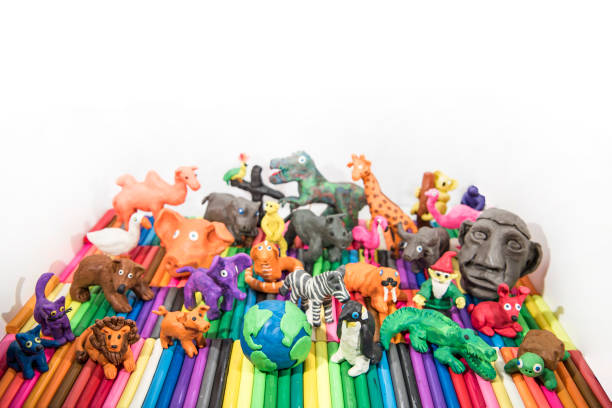 istock Animals made from Play Clay with Earth Planet in middle. 1208641407