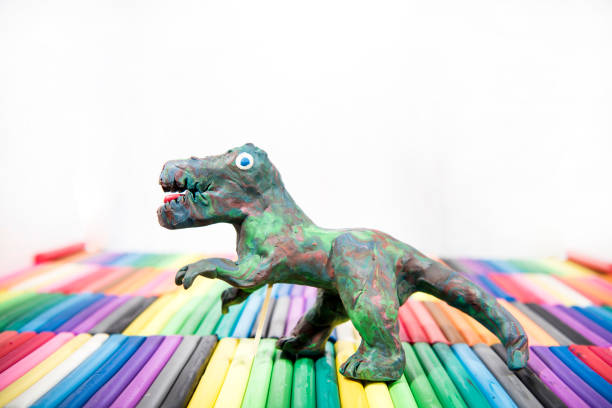 istock Play clay Animals. Dinosaur on colored background. 1208641465