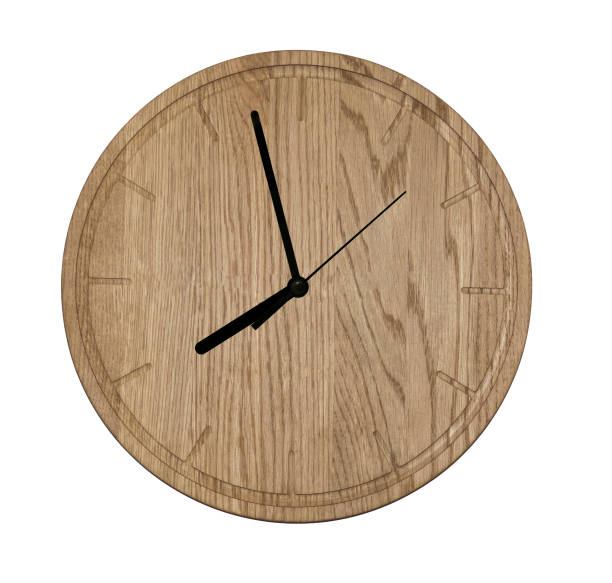 istock Wooden wall clock. Isolated on white background. 1208642748