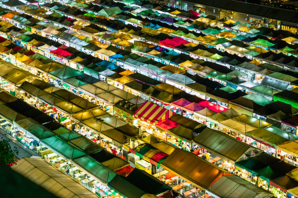 istock top view in Train Night Market Ratchada  ,Bangkok, Thailand 1208643266